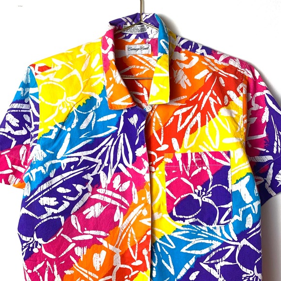 Vintage Aloha Tropical Rainbow Carriage Court Short Sleeved Button Down- M - Picture 5 of 8